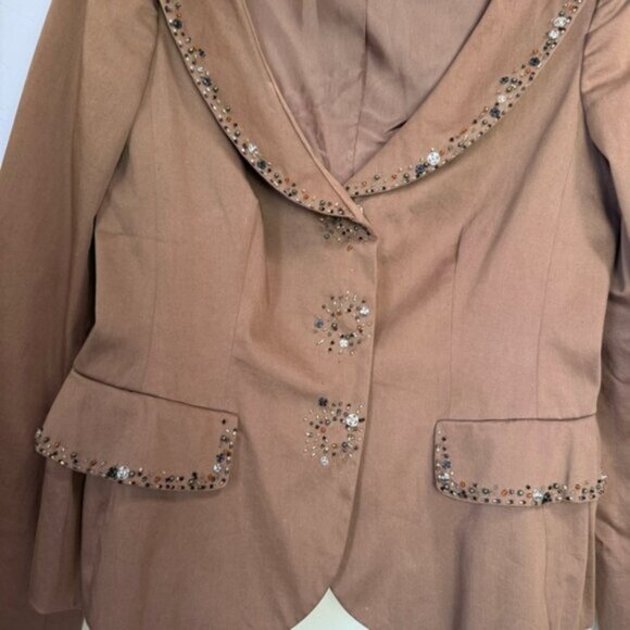 Moschino Vintage Beaded Cotton Peplum Blazer Jacket Cheap &Chic Ruffles Flare 10 - Picture 7 of 16